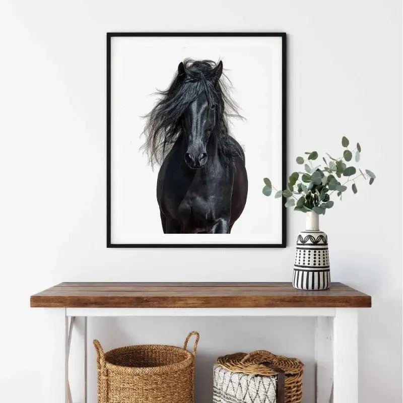 Black and White Horse Portrait Poster Print Canvas Painting Horses Running Animal Wall Picture for Farmhouse Room Home Decor Peaceful Pleasures Health and Wellness