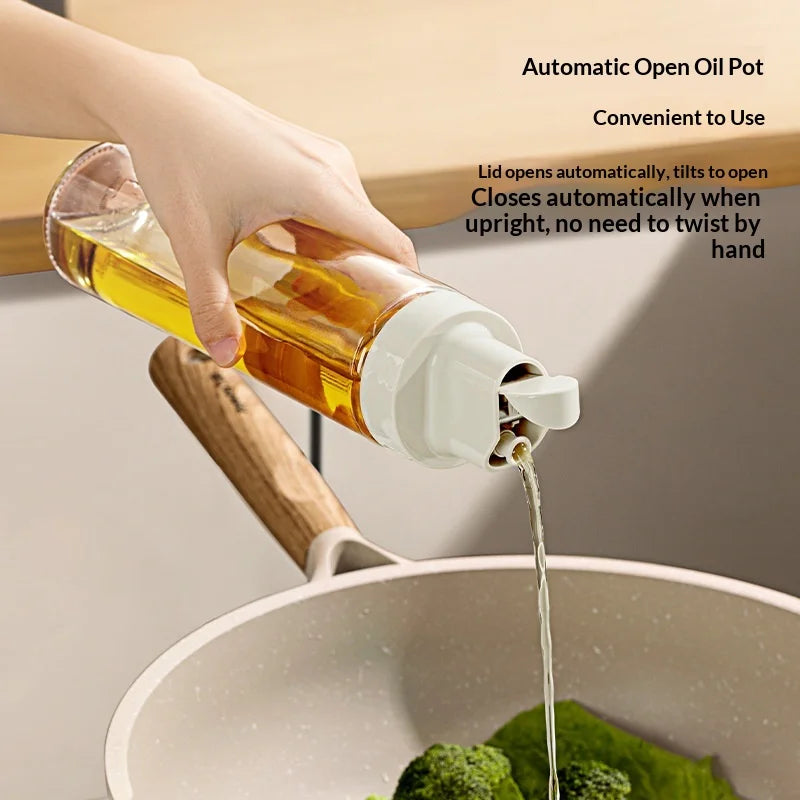New Household Kitchen Soybean Vinegar Spice Bottle Set Glass Leakproof Aroma Spice Wine Dedicated Non-Hanging Oil Jar Peaceful Pleasures Health and Wellness