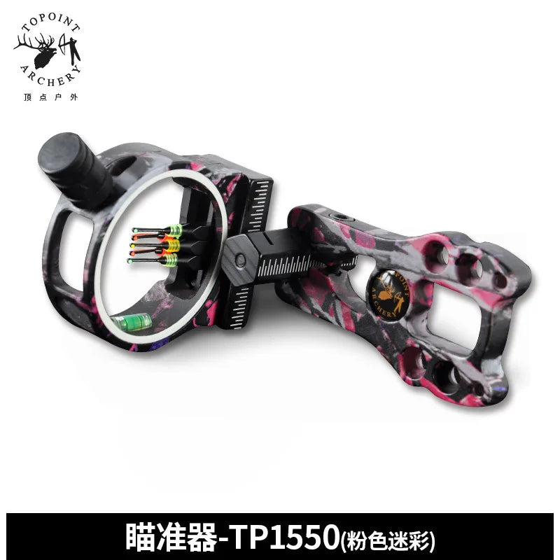 Topoint TP1550 Compound Bow 5 Pin Sight LED Light 0 029 Fiber Brass