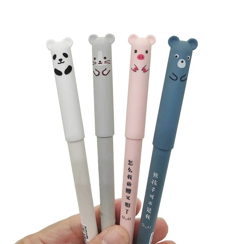 12-Pack Panda Erasable Gel Pens 0.5mm – Blue & Black Ink