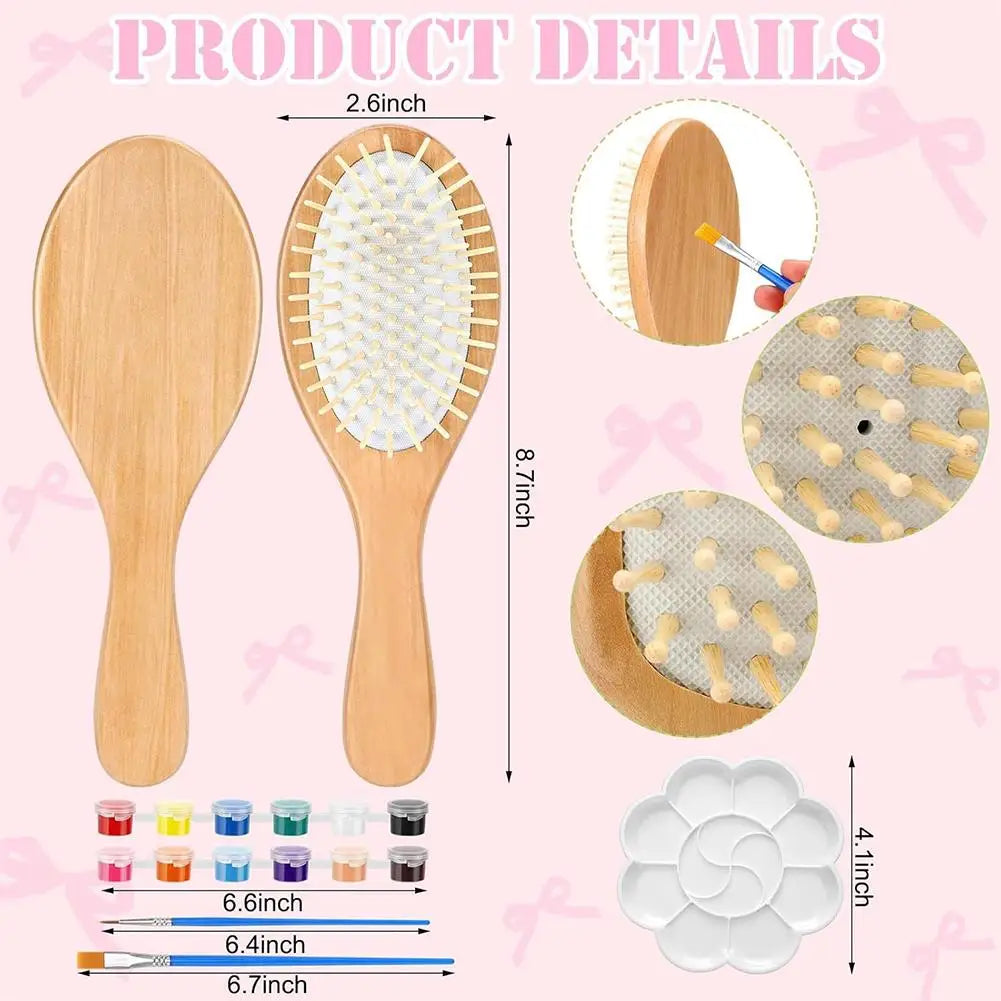 DIY Wooden Hairbrush Painting Kit – 6-Piece Creative Craft Set