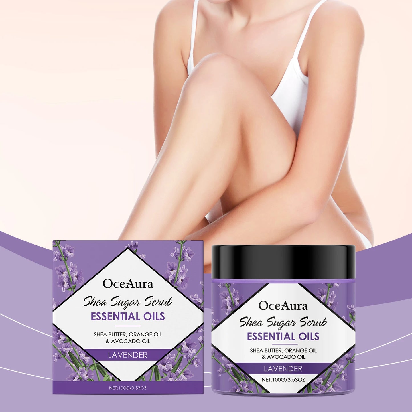 OceAura Lavender Exfoliating Body Scrub | Deep Cleanse 100g