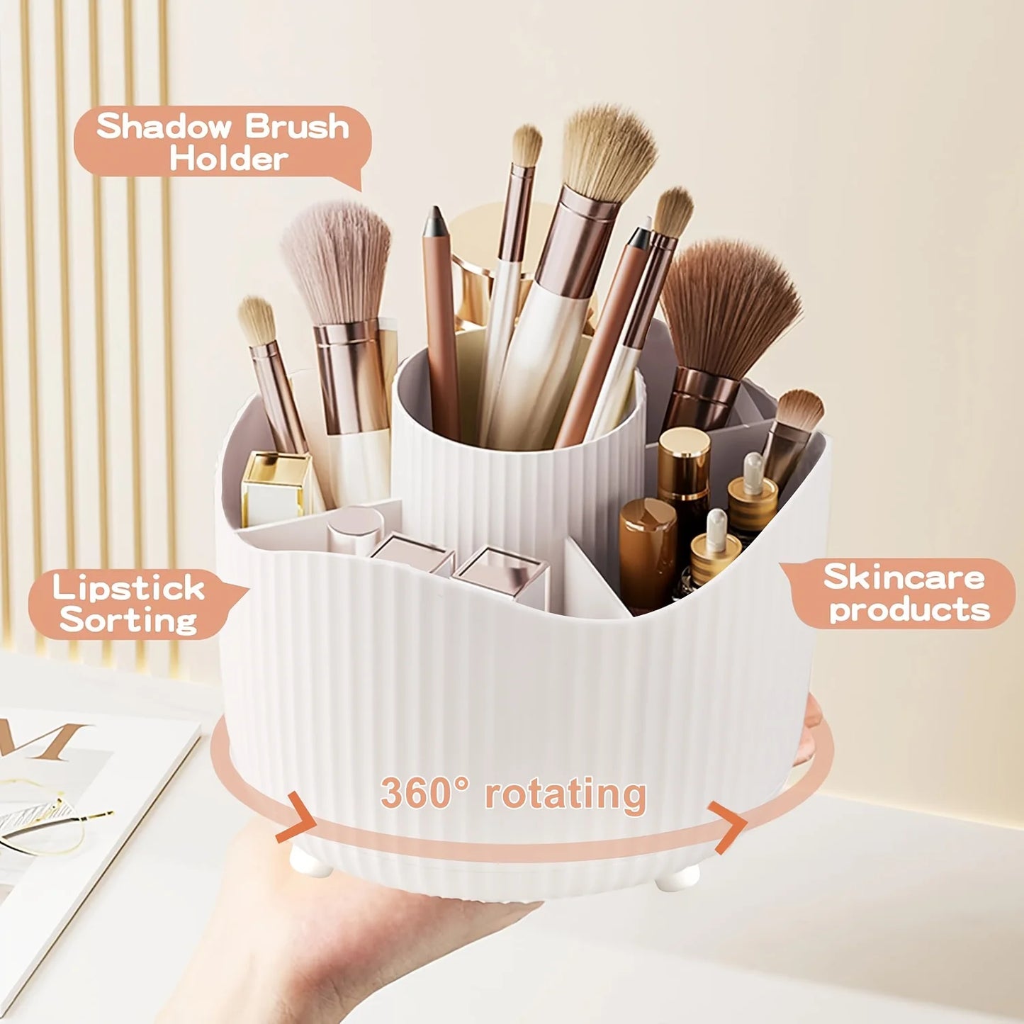 360° Rotating Makeup Organizer & Brush Holder | RUNTOIN