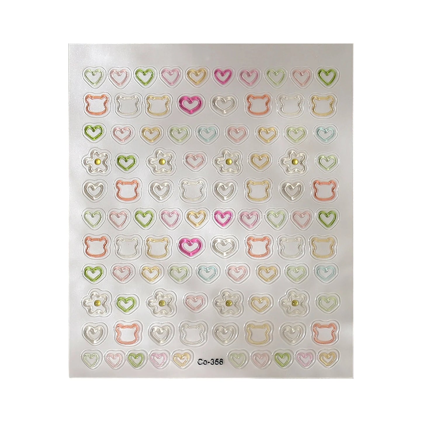 3D Nail Art Stickers – Hollow Love & Bear Embossed Decals
