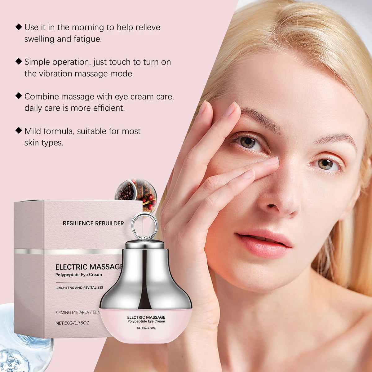 Electric Massage Eye Cream Firming Moisturizing Lifting Fine Line Fade Dark Circles Anti-Wrinkle Reduces Crow's Feet Eye Care Peaceful Pleasures Health and Wellness