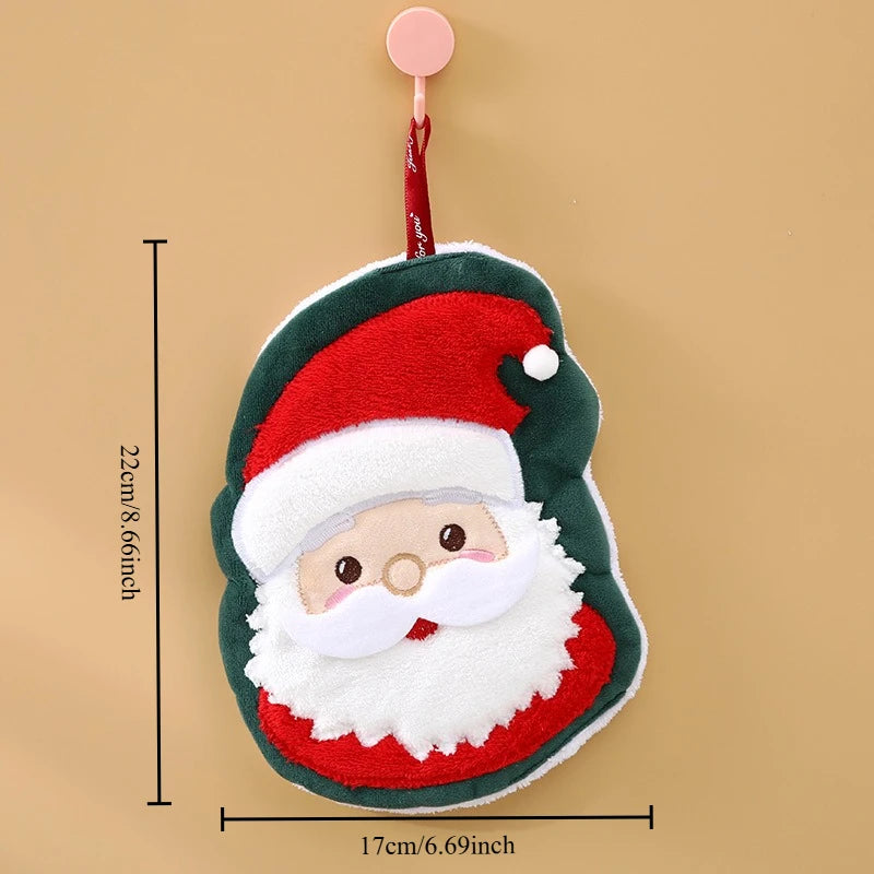 Christmas Style Hanging Kitchen and Bathroom Hand Towel Home Absorbent Quick Drying Small Towel Creative Cloth Peaceful Pleasures Health and Wellness Santa Claus