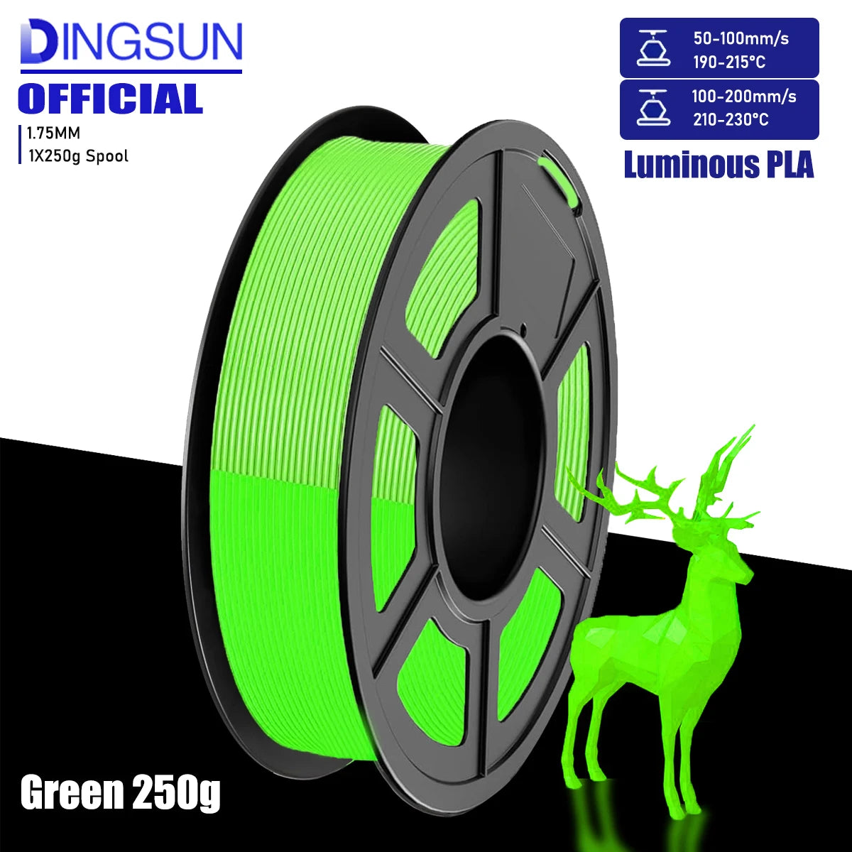 Glow in the Dark PLA Filament 1.75mm – 4 Colors for FDM Printers