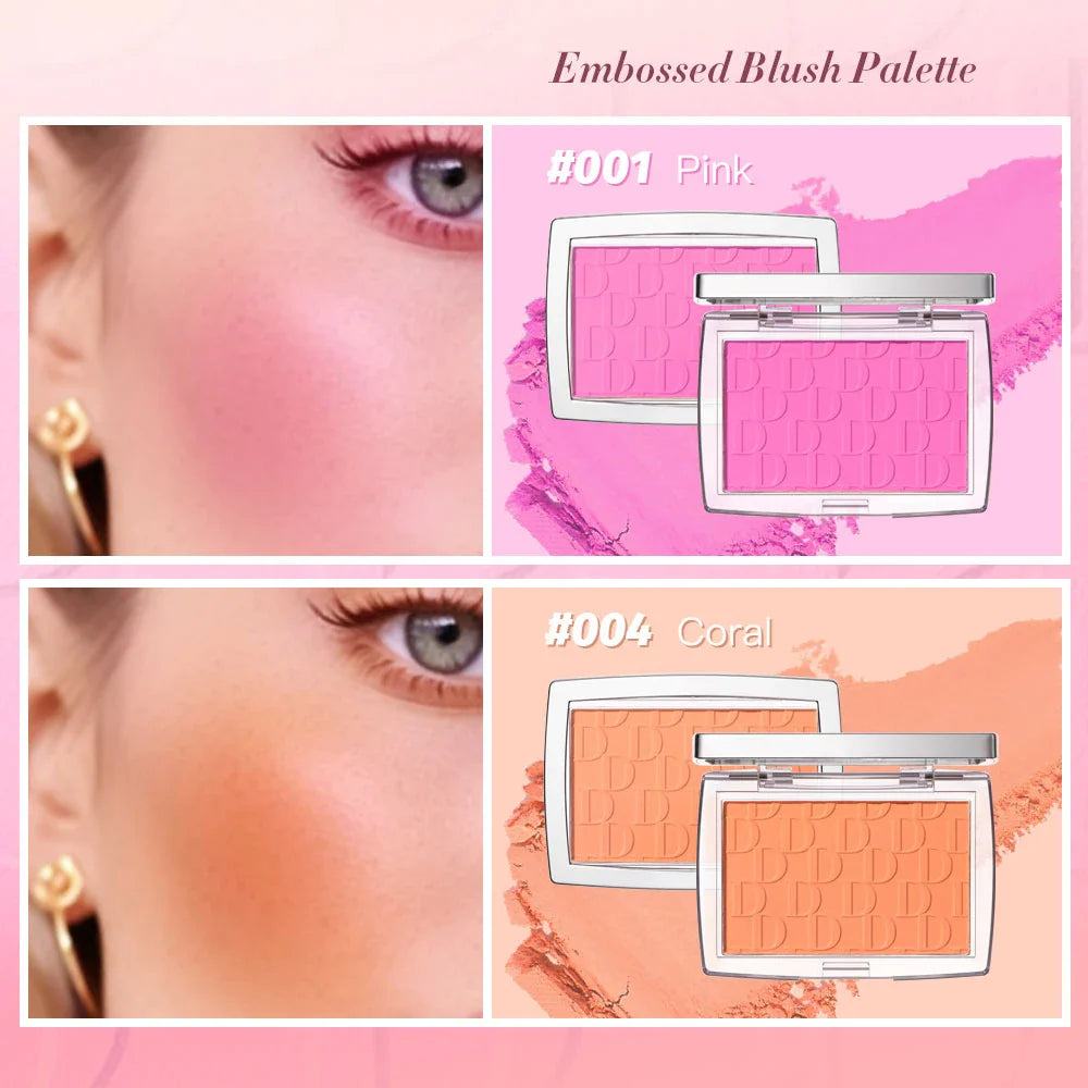 Matte Embossed Blush Palette – 6 Shades, High-Pigment Powder