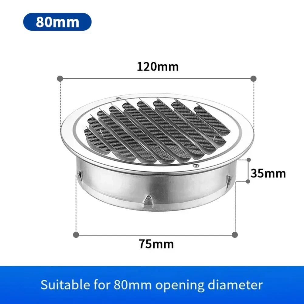 Stainless Steel Round Air Vent Grille Cover | 70–300mm Sizes