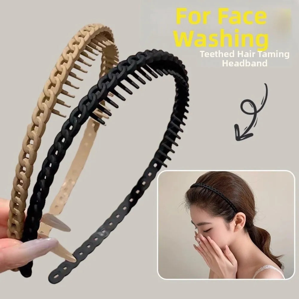 Frosted Anti-Slip Toothed Headbands – Multicolor Wave Braided