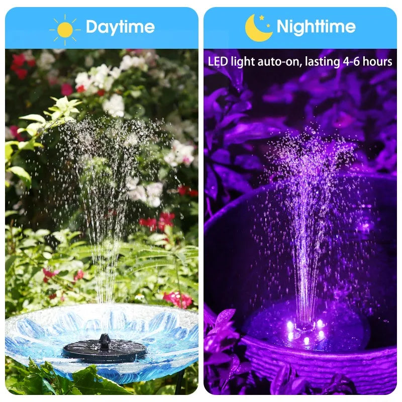 3W Solar Water Fountain – 7 Nozzles & Colorful LED Lights