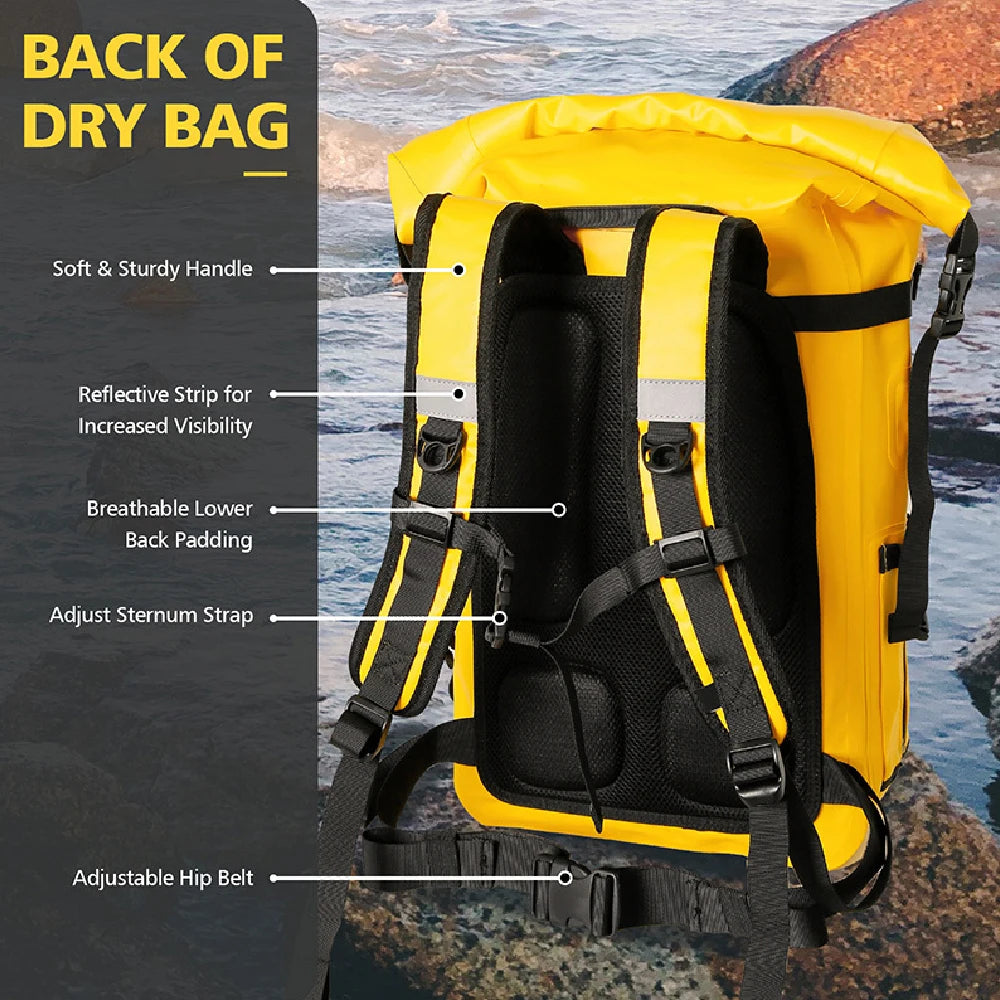 1PCS Waterproof Backpack Heavy Duty Hiking Roll-Top Closure Cushioned Dry Bag for Outdoor Travel Camping Men Women Peaceful Pleasures Health and Wellness