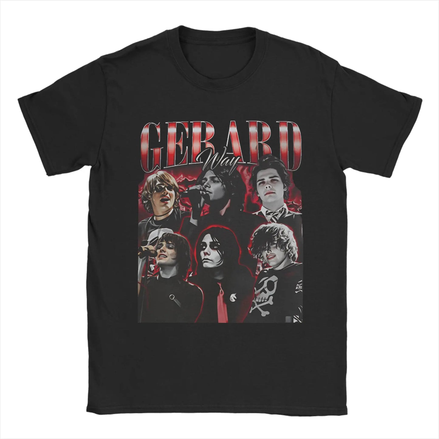 Men's Gerard Way T Shirt 100% Cotton Tops Novelty Short Sleeve Round Neck Tees Adult T-Shirts Peaceful Pleasures Health and Wellness black 6XL