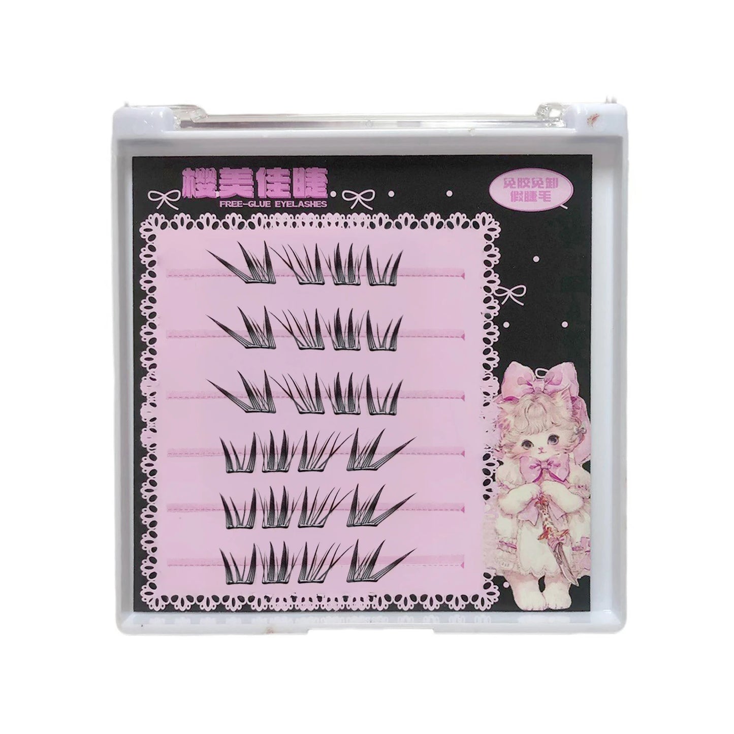 Fluffy Lazy Cat Comic False Eyelashes Korean Style Natural Look Curling Diy Eyelash Extensions For Women Daily Makeup & Party Peaceful Pleasures Health and Wellness 6 rows 24 strands