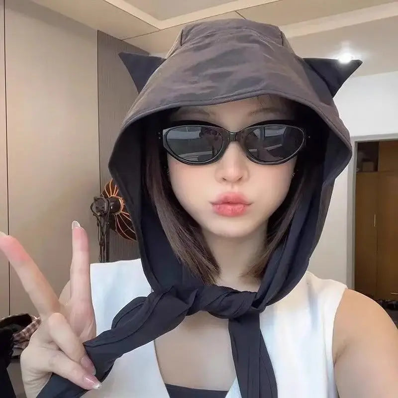 Pastel Devil Hood Sun Hat | UV Protection Quick-Dry Summer Hat