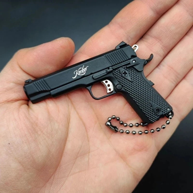 For Mini Metal Gun Model Scale 1:3 1911 Keychain Simulation Pistol Game Toy Gift for Children Peaceful Pleasures Health and Wellness Black