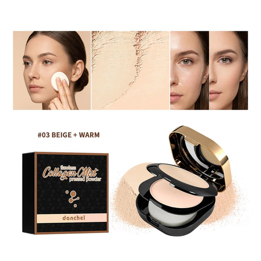 2 Shades Collagen Contour Setting Powder Waterproof Oil Control Matte Finish Brightening Long Lasting Foundation Pressed Powder Peaceful Pleasures Health and Wellness