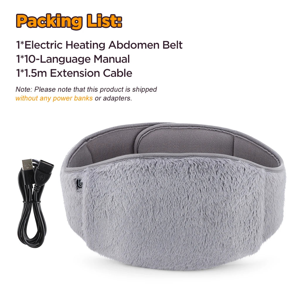 Electric Heating Waist Belt 3 Gear Temperature Abdominal Massager Menstrual Heating Pad Hand Belly Warmer Belt Fits All Body Peaceful Pleasures Health and Wellness GRAY