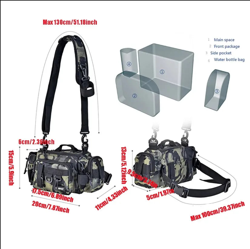 Versatile Fishing Tackle Bag with Removable Shoulder Strap for Freshwater and Saltwater Fishing - Store Tools and Rods with Ease Peaceful Pleasures Health and Wellness