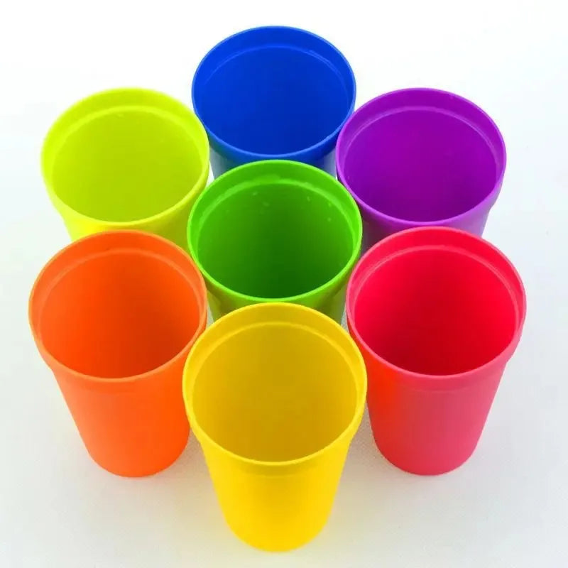 7pcs Rainbow Plastic Cups Set Reusable Water Mug Picnic Travel Trendy Funny Portable Rainbow Suit Cup Party Kids Drink Cup Peaceful Pleasures Health and Wellness