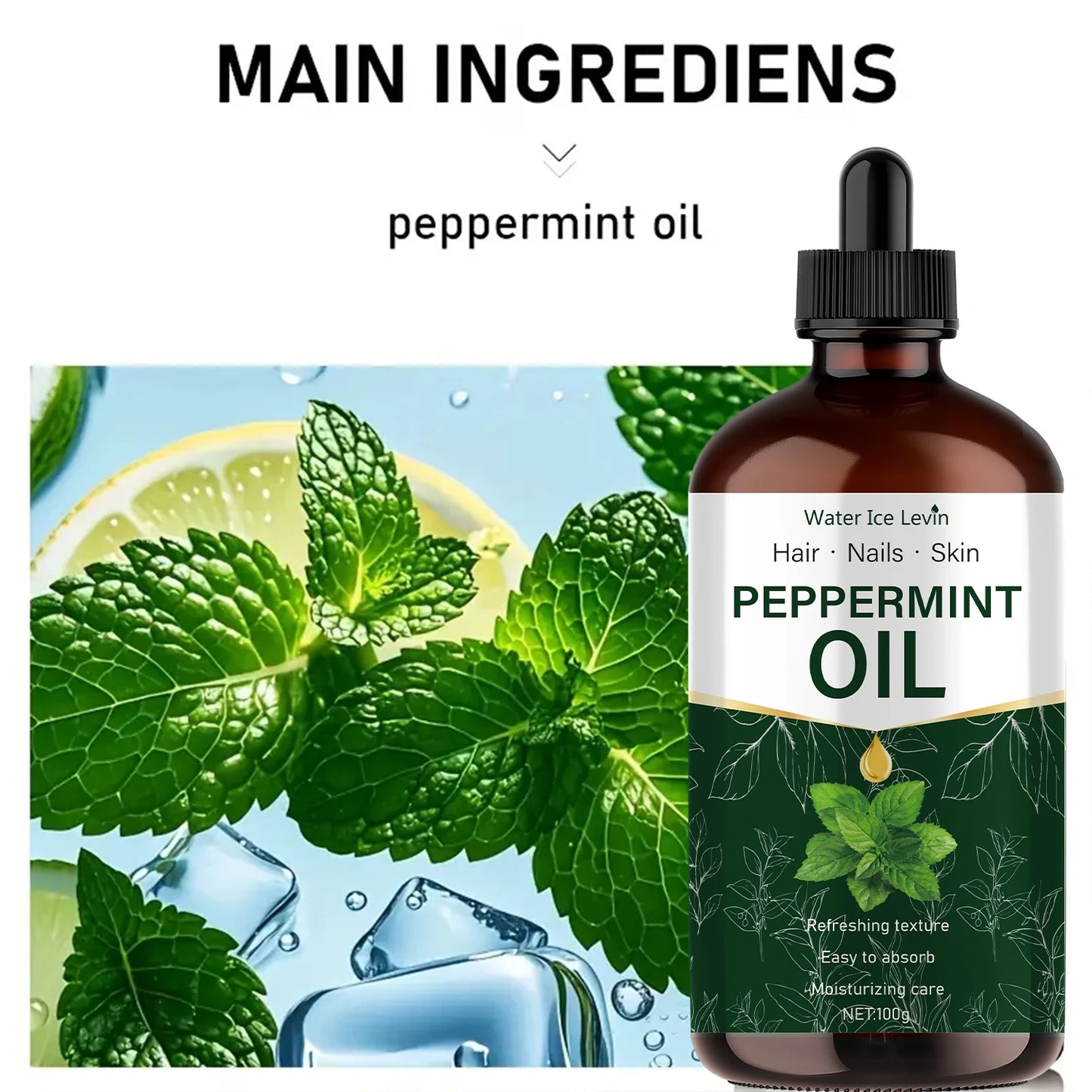 Peppermint Essential Oil 100g – Massage, Hair & Diffuser Use
