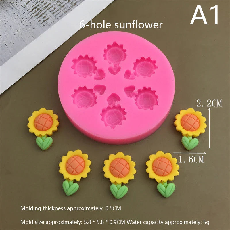 Cartoon Flowers Bow Bee Fondant Silicone Mold – Cake Decorating