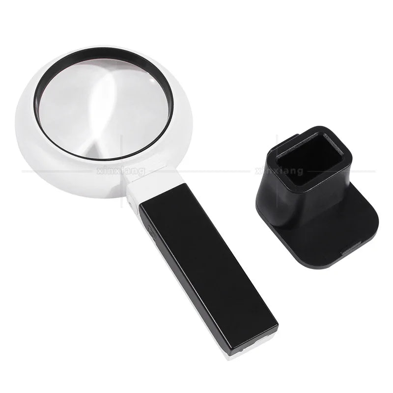 Rechargeable Magnifier Handheld Desktop 6X 8X 16X Magnifying Glass with Three Color Led Lights for Reading Peaceful Pleasures Health and Wellness