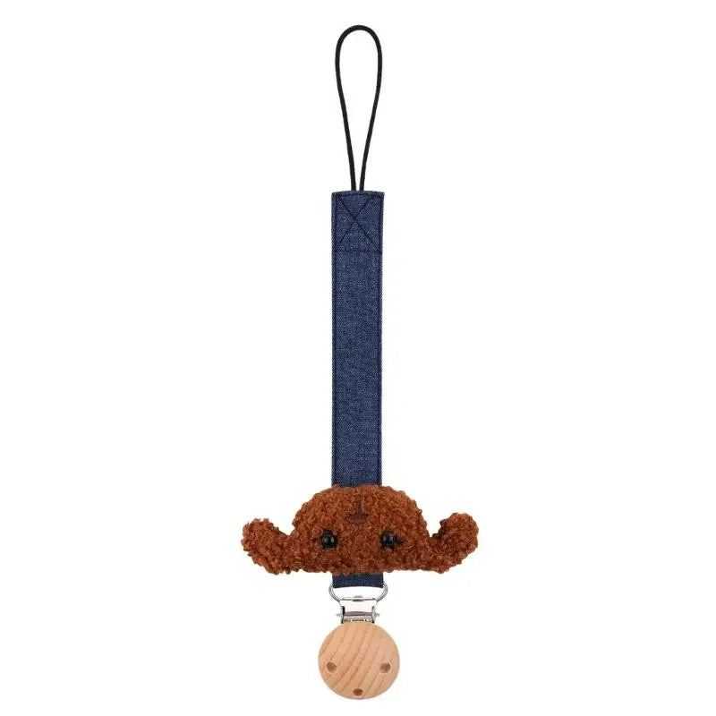 Baby Pacifier Holder Chain with Wooden Clip | Cotton Lanyard
