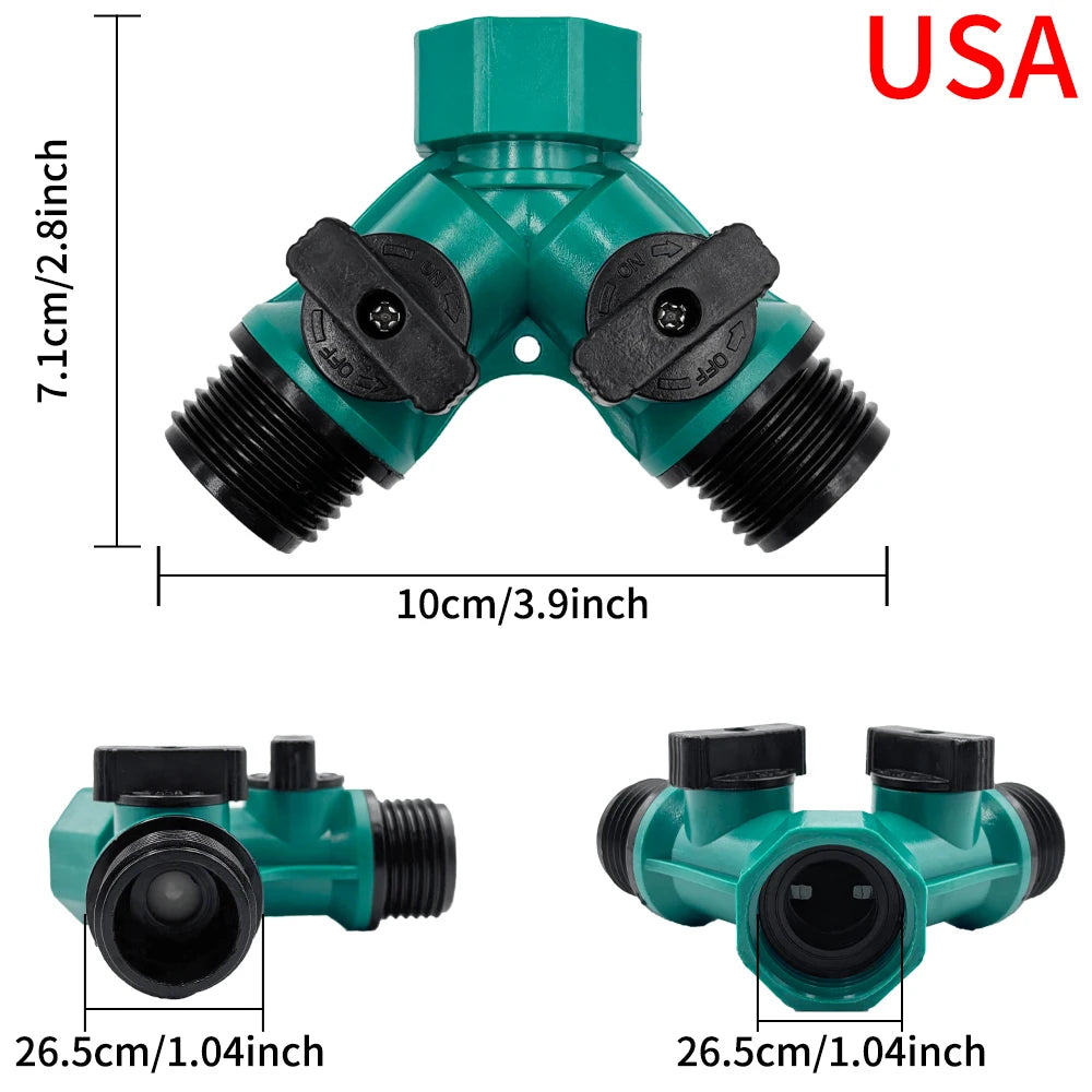 2 Way Garden Hose Splitter Garden Hose Connector with Faucet Watering Shut Off for Landscaping Flower Planting Irrigation Peaceful Pleasures Health and Wellness
