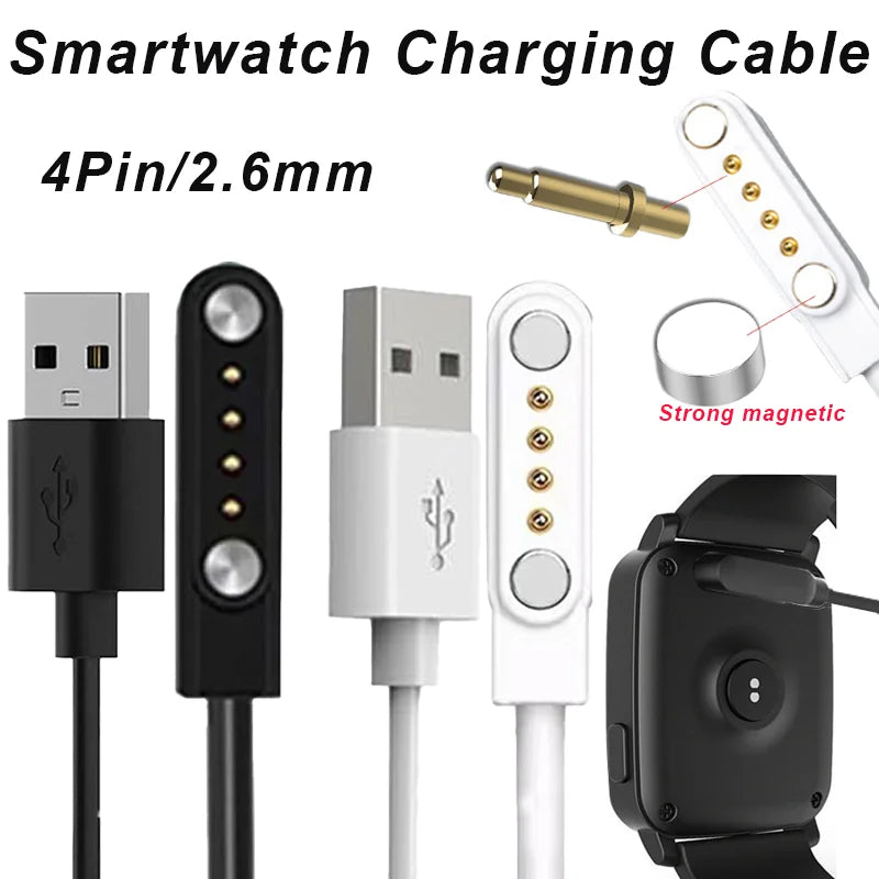 Universal Charging Cable 4 Pin Magnetic Cable Cord for Smart Watch GT88 GT68 KW08 KW18 KW88 KW98 Peaceful Pleasures Health and Wellness