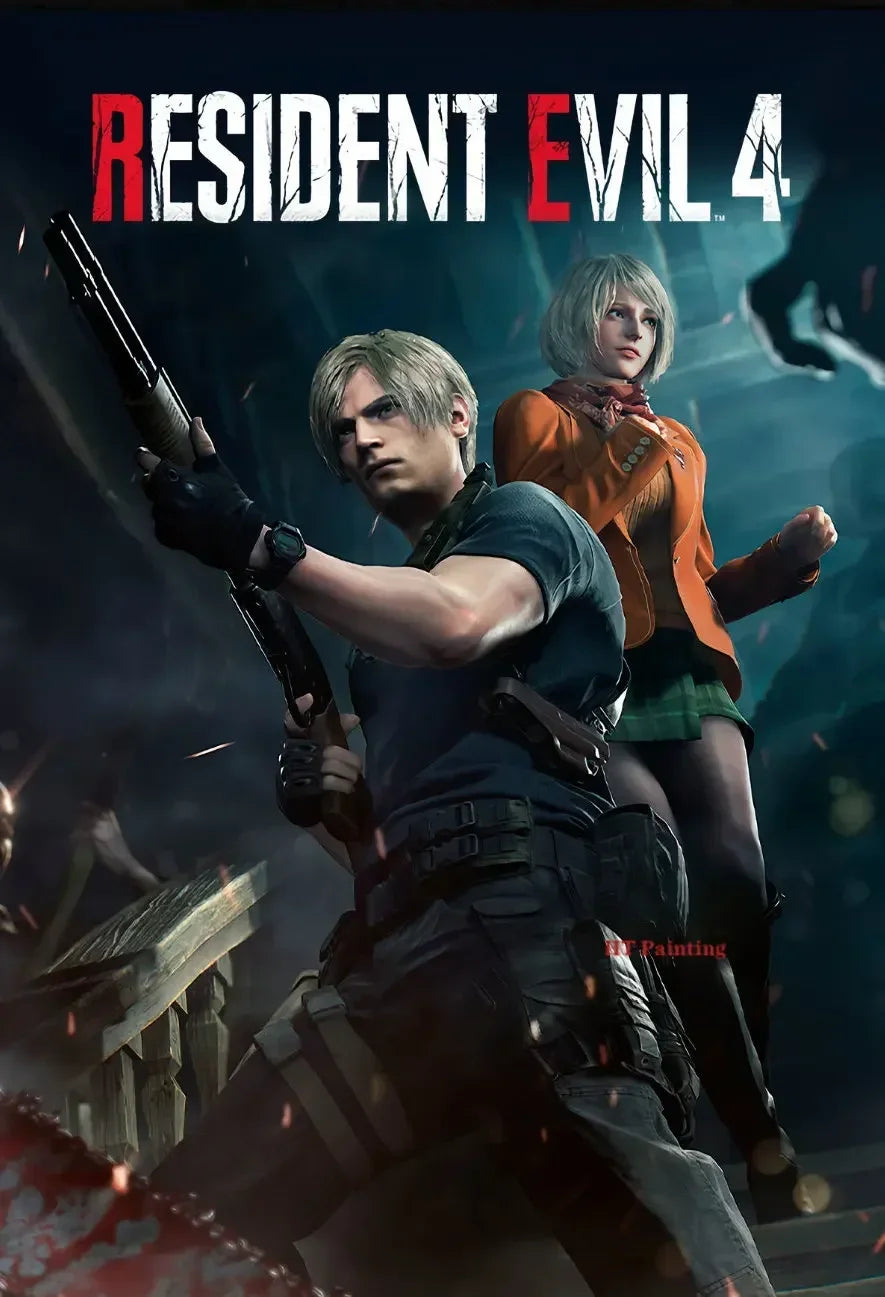Resident Evil 2 3 4 Vintage Canvas Poster | Gamer Wall Art