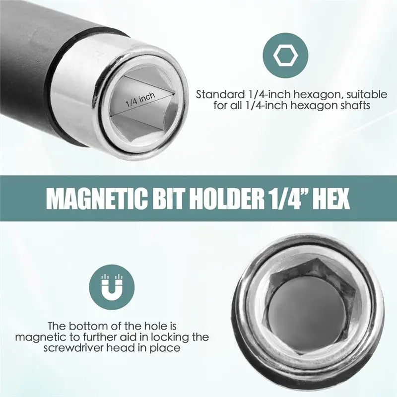 A36T-Drill Bit Holder 3.1/4.7In- Carbon Fiber Extension Set Of 5 Pcs, Magnetic 1/4In Hex Bits Included Peaceful Pleasures Health and Wellness