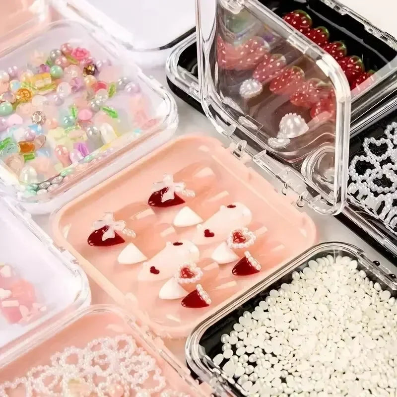 10PCS Press-On Nail Storage Acrylic Boxes with Adhesive Sheets Transparent Clear Nail Boxes Jewelry Storage Tool&Accessories Peaceful Pleasures Health and Wellness