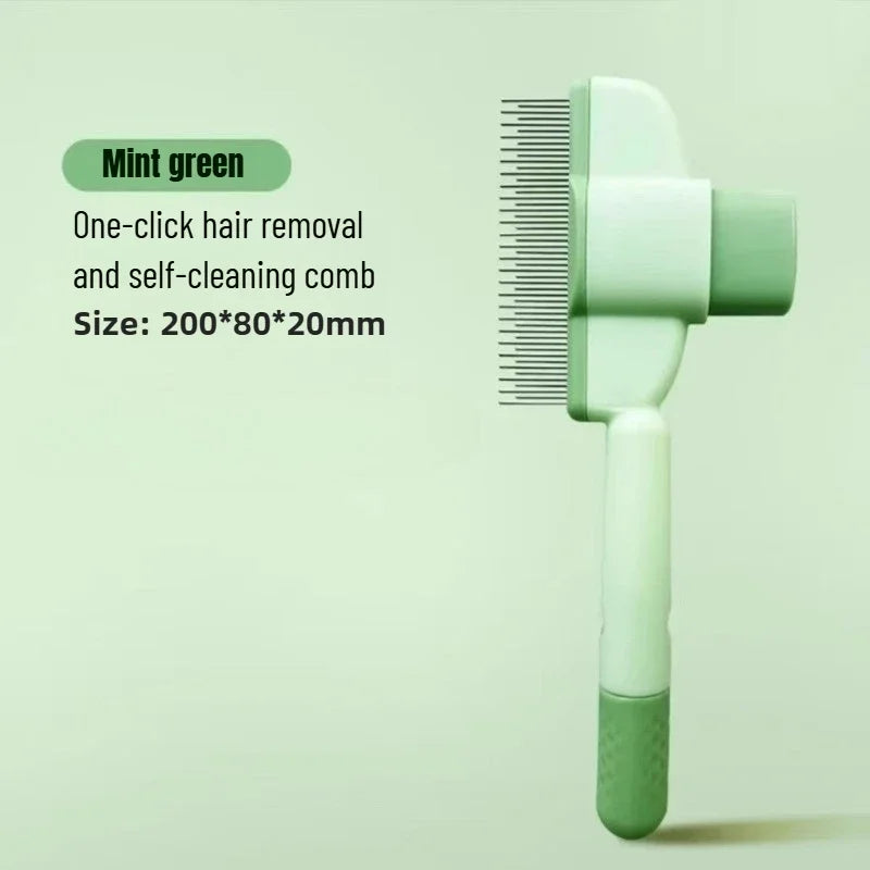 Self-Cleaning Steel Dog Comb – Detangling & Hair Removal Tool Dog Grooming Comb Peaceful Pleasures Health and Wellness Green-1PCS