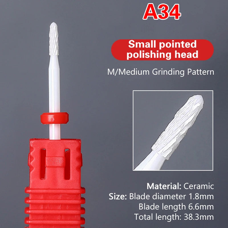 Ceramic Milling Cutter Nail Drill Bit Electric Manicure Pedicure Mill Bits Machine Files Nail Art Tools Equipment Peaceful Pleasures Health and Wellness A34