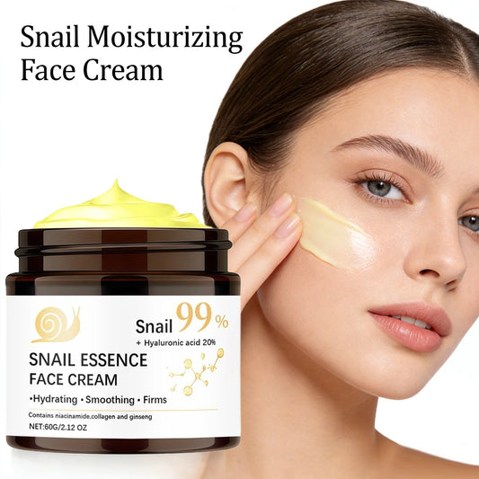Snail Moisturizing Face Cream 99% Snail Essence Hyaluronic Acid 20% Firming Lifting Skin Smoothing Repair Barrier Skin Care 60g Peaceful Pleasures Health and Wellness