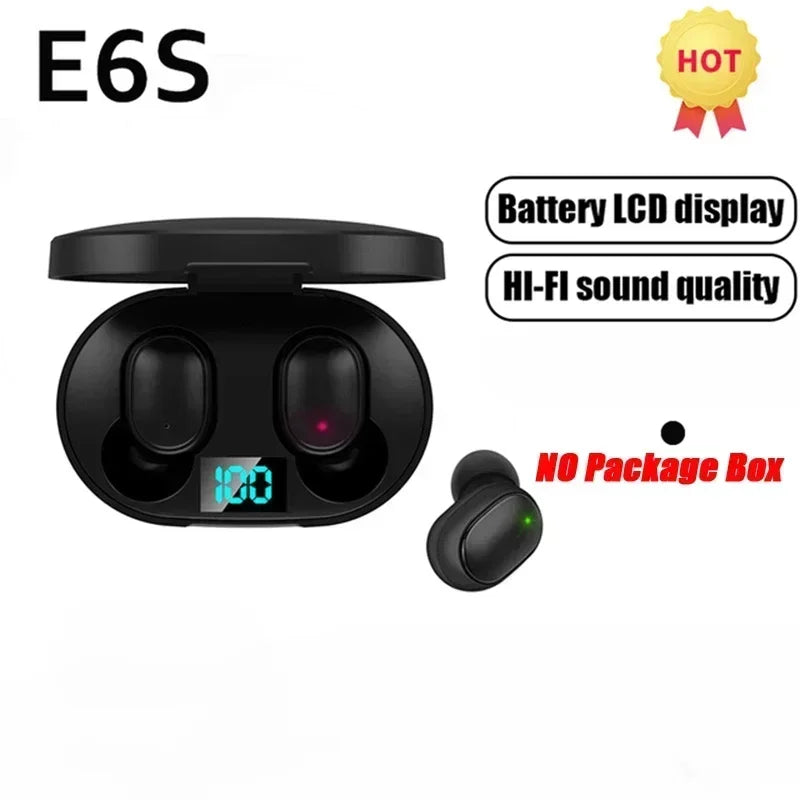 E6S Wireless Bluetooth Headset TWS Bluetooth Headset Wireless Headset Noise-Canceling Headset with Microphone Peaceful Pleasures Health and Wellness black Other