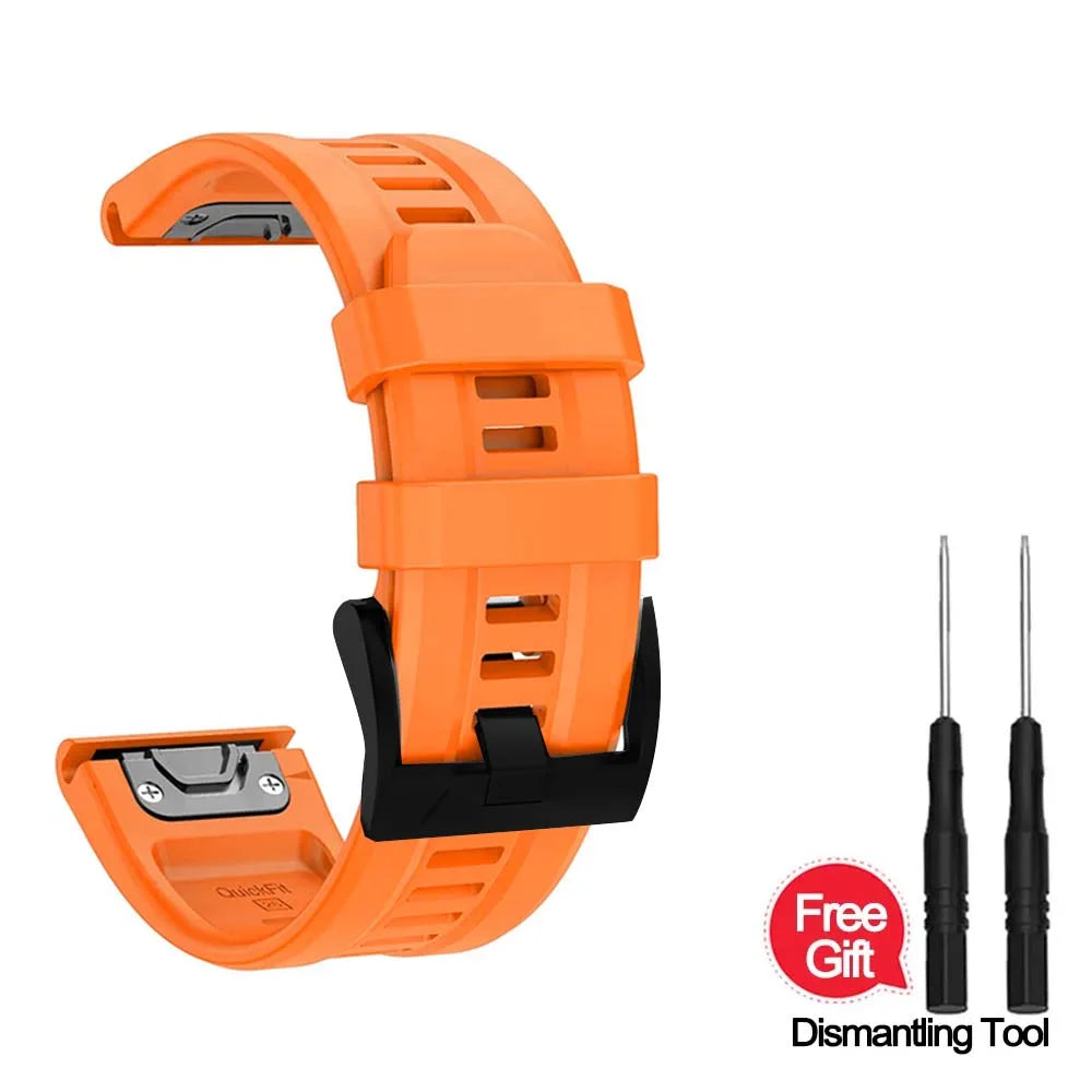 Silicone Quick Release Band for Garmin Fenix 7/5/6X | 22–26mm Peaceful Pleasures Health and Wellness Orange 22mm