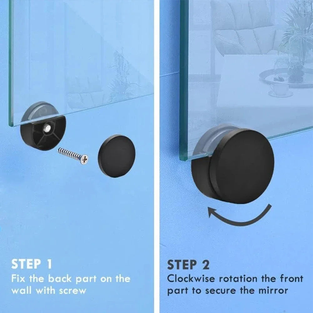 4-Pack Zinc Alloy Frameless Mirror Clips | Wall Mounting Kit