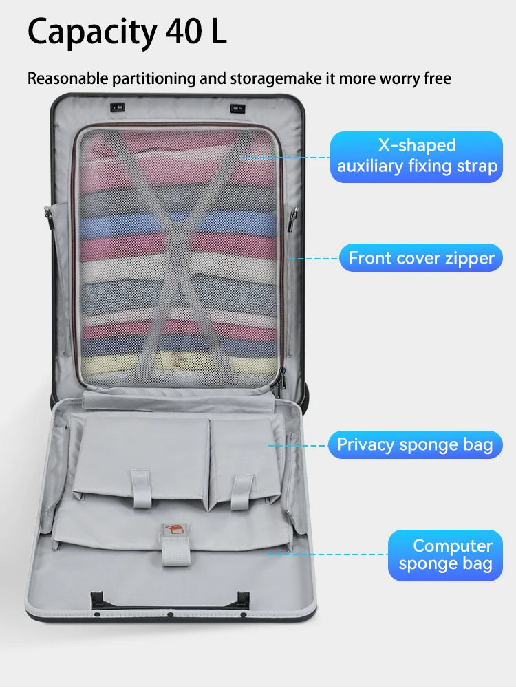 20 Inch Electric Luggage Suitcase PC Material Carry-On Travel Case with Silent Wheels And TSA Lock for Vacation And Boarding Peaceful Pleasures Health and Wellness