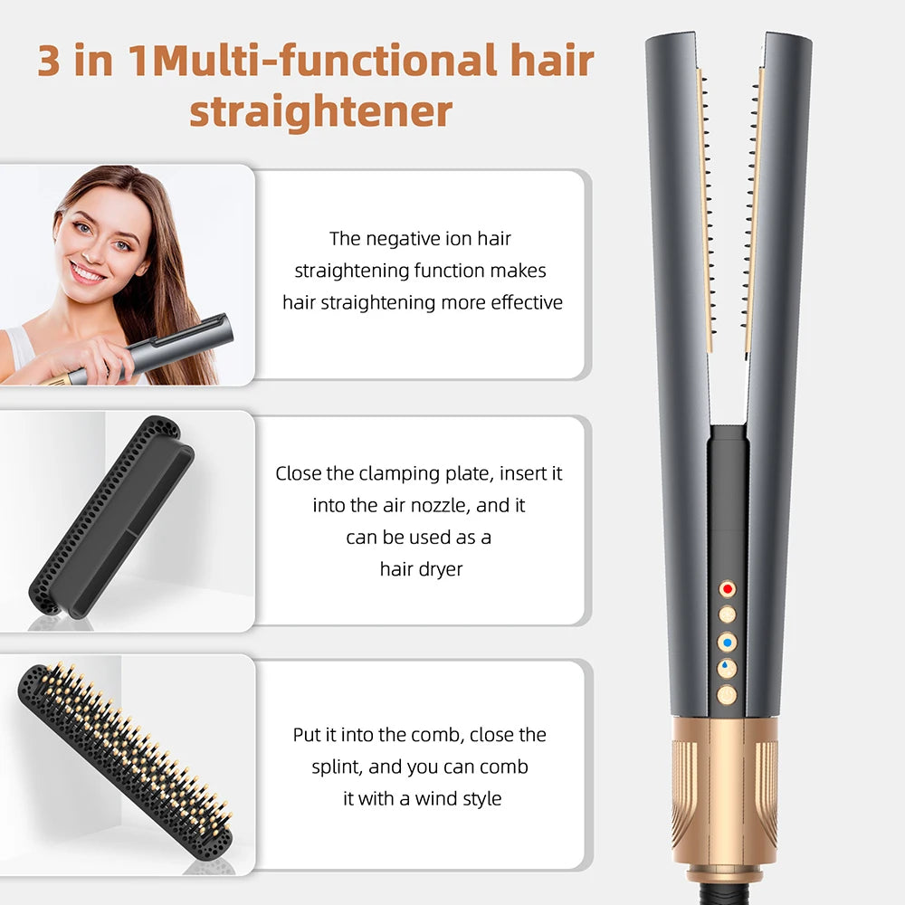 Professional 3-in-1 Hair Dryer and Straightener Negative Ion Hot Air Brush Long Lasting Styling Tool Wet and Dry Straightener Peaceful Pleasures Health and Wellness