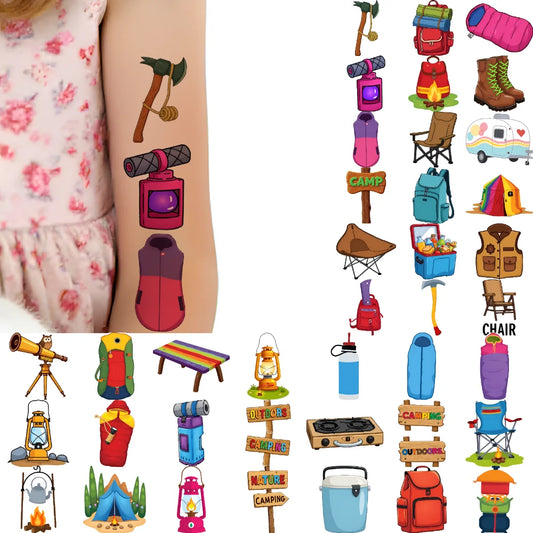 63pcs Camping Outdoor Temporary Tattoo Stickers for Kids & Boys Temporary Tattoo Stickers Oasis Select