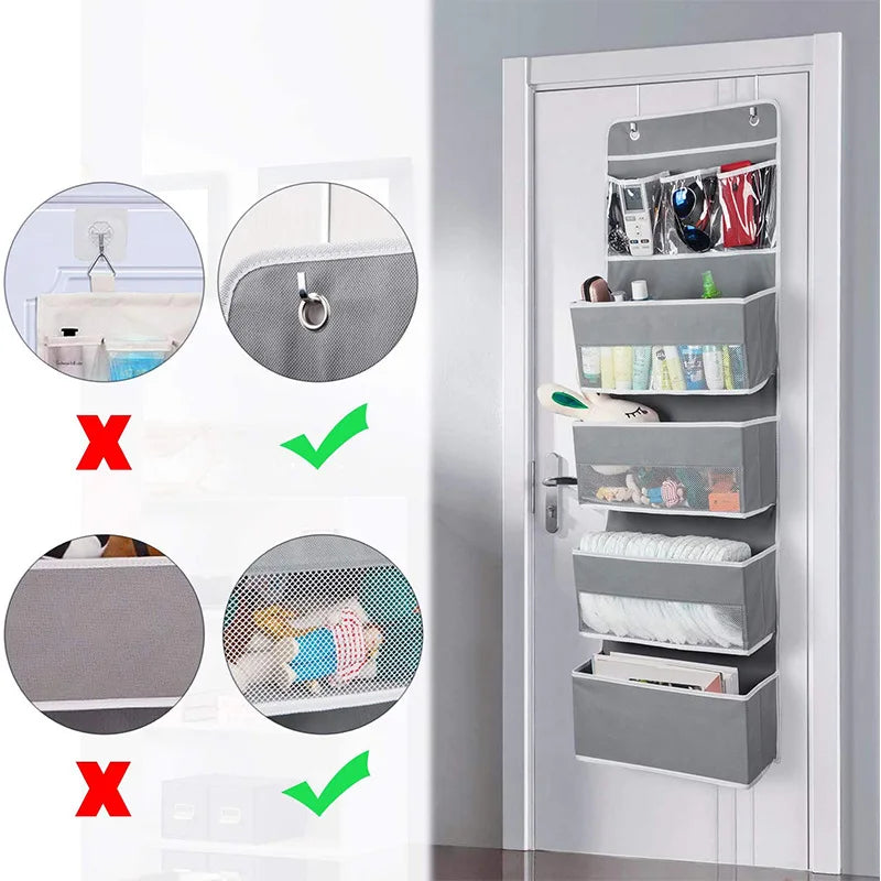 Over the Door Hanging Organizer – 1–5 Pockets, Wall Mount