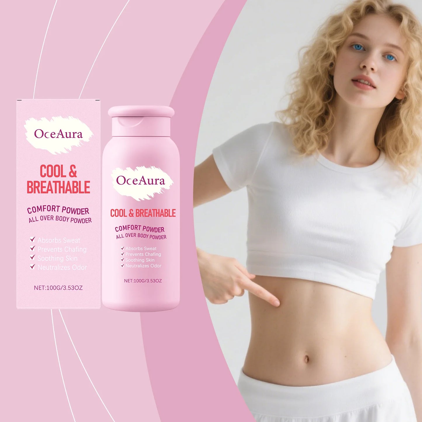 OceAura Talcum Body Powder – Odor & Sweat Control 100g