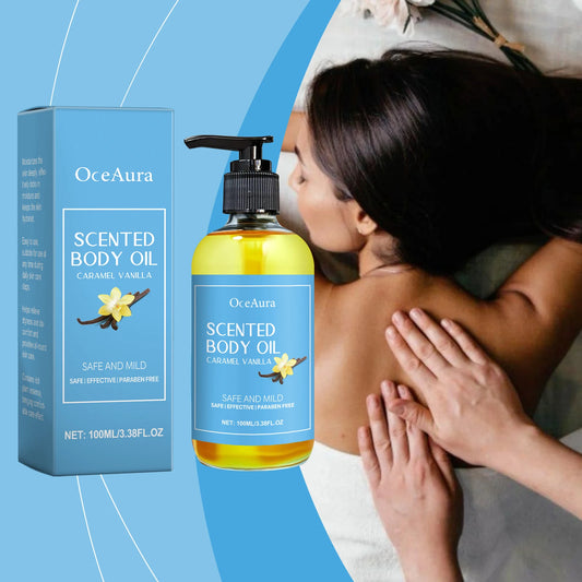 OceAura Caramel Vanilla Body Massage Oil | Moisturizing & Relaxing Body Massage Oil Peaceful Pleasures Health and Wellness