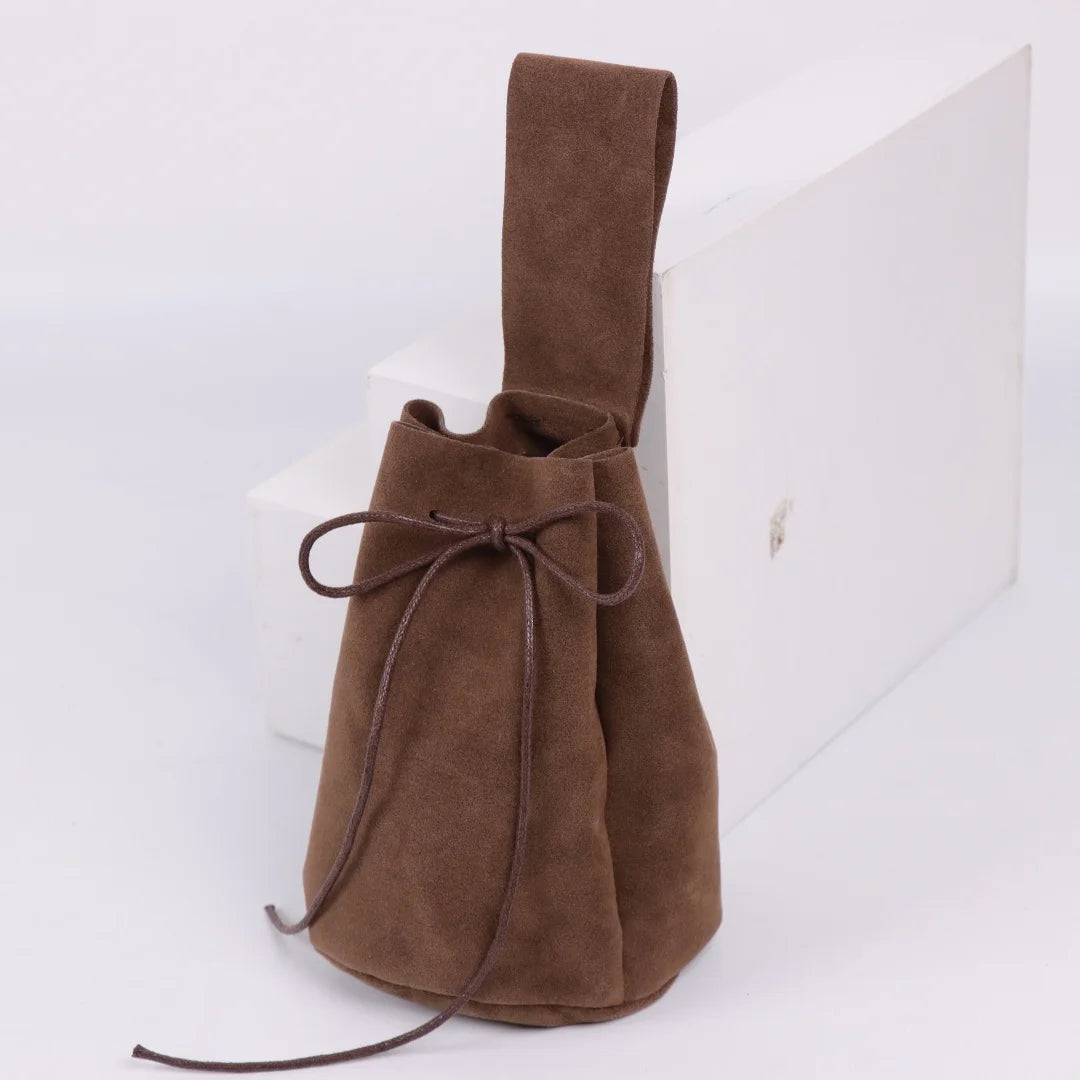 Medieval Steampunk Leather Drawstring Coin Bag Nordic Viking Pirate