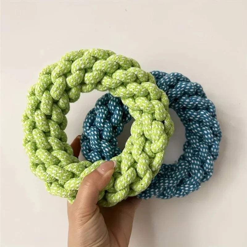 Rope Dog Chew Toy – Twisted Ring, Teeth Cleaning, Medium-Large Dogs
