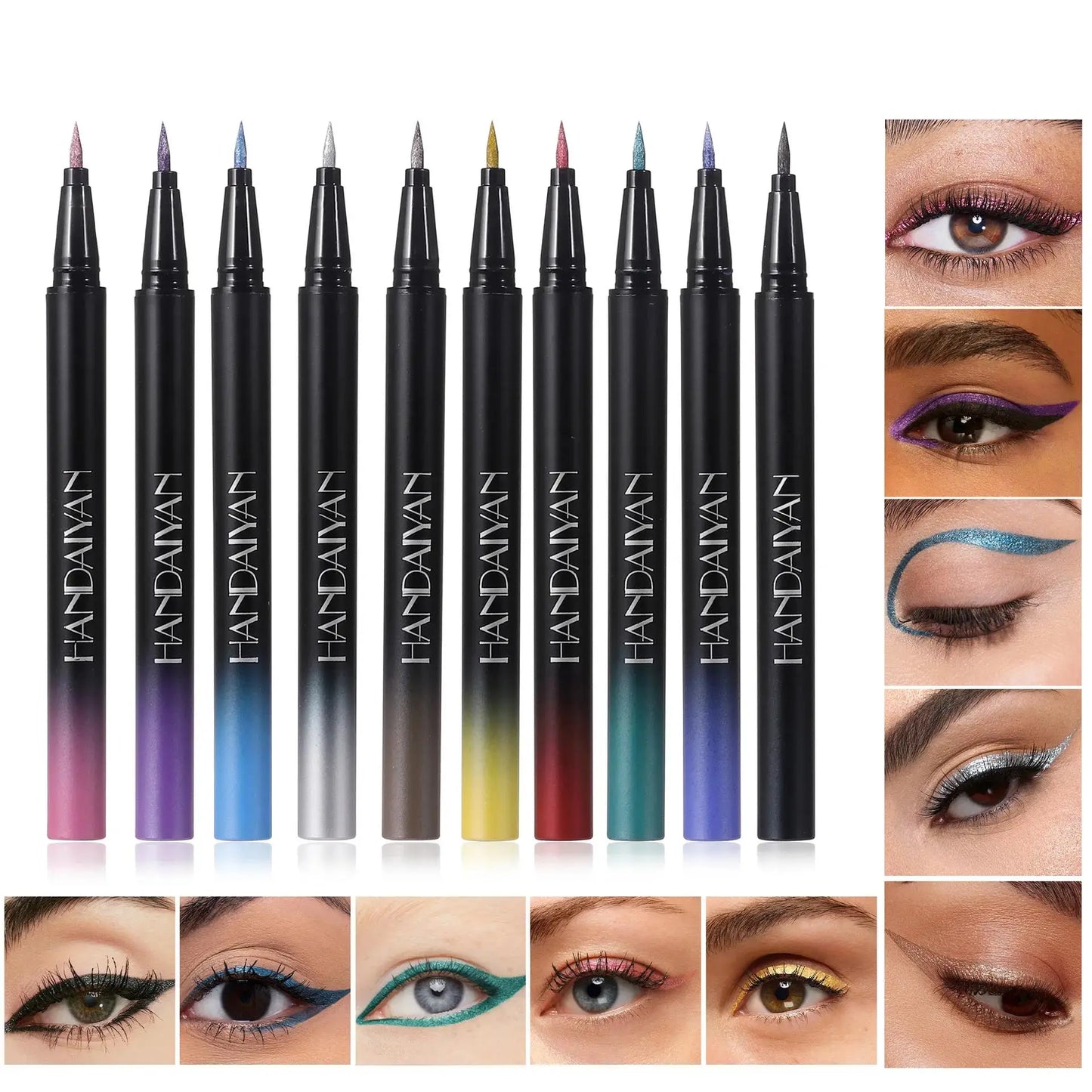 Handaiyan Metallic Glitter Liquid Eyeliner – Waterproof, 10 Colors