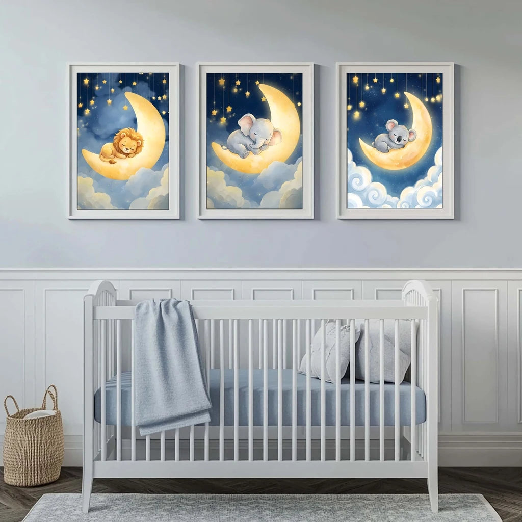 Nordic Animal Moon Canvas Print – Baby Nursery Wall Art Poster Nursery Canvas Print Peaceful Pleasures Health and Wellness