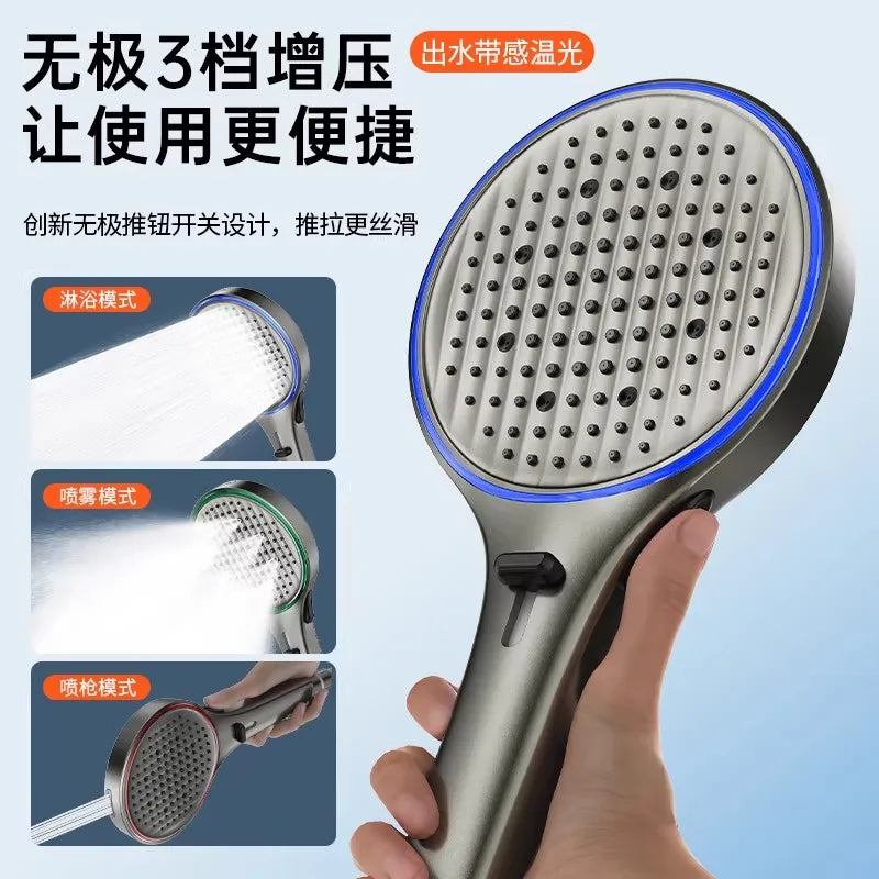 LED Temperature Sensing Shower Head | 3 Modes, Water Saving